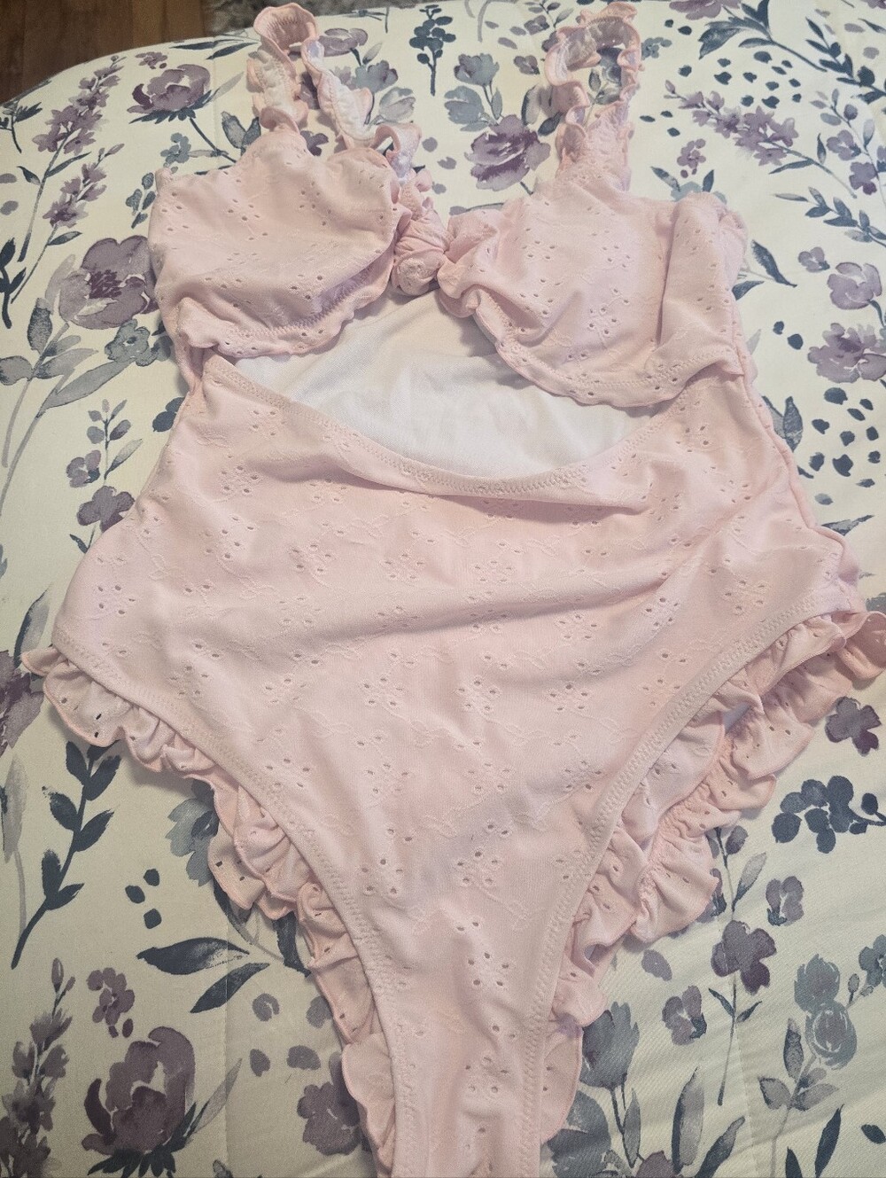 Pink Eyelet Ruffle One-Piece Swimsuit